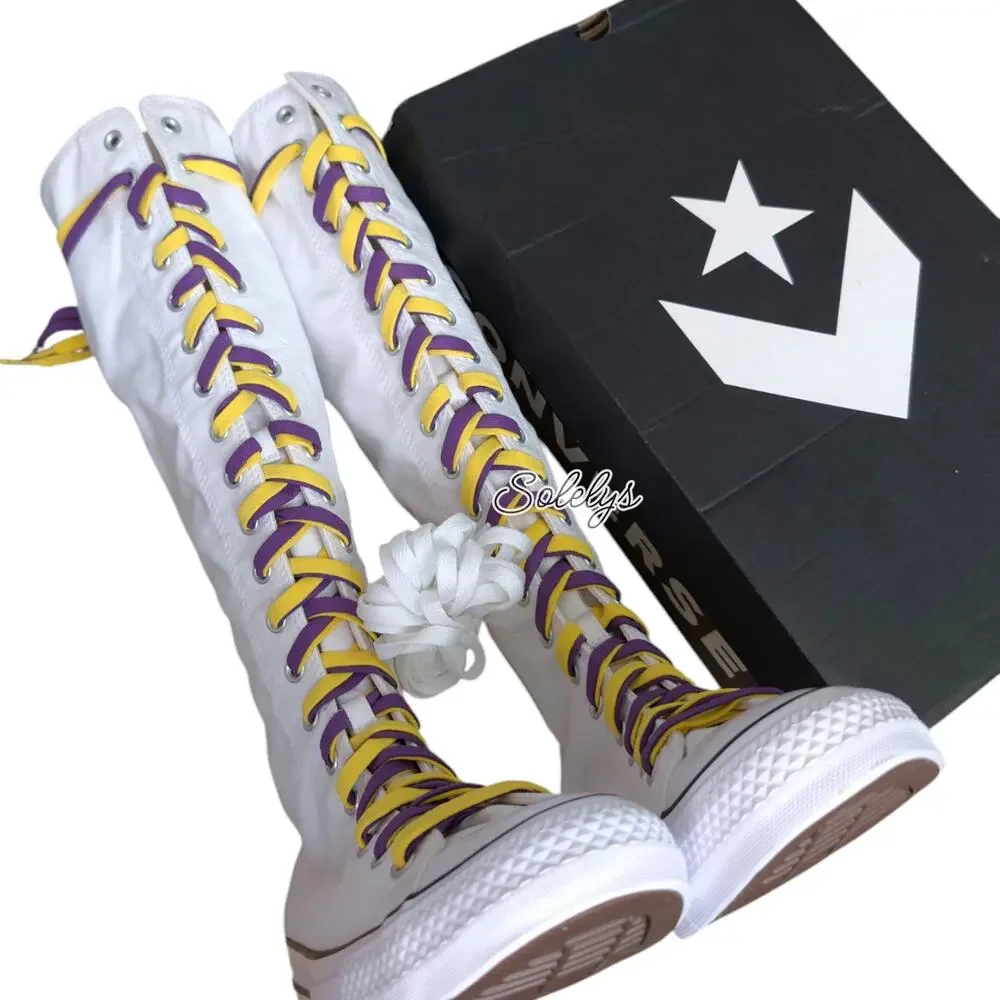 Converse CTAS XXHI White Purple Yellow Knee High Sneaker Boot M11.5 W13.5 NEW